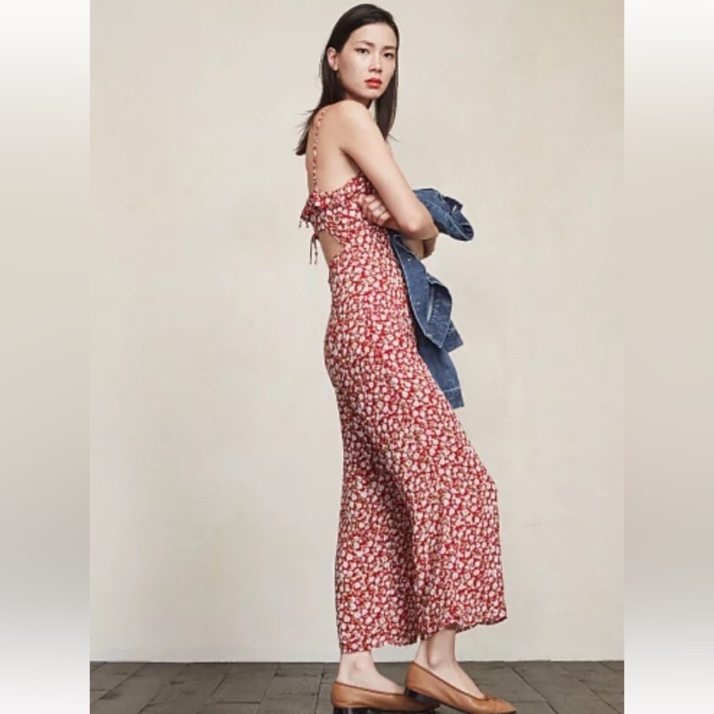 Reformation Yvonne Red Floral Flower Jumpsuit - Picture 2 of 14